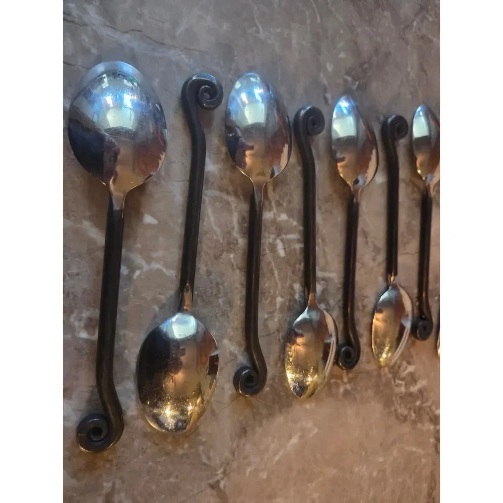Hampton Silversmiths Coil Tip Large Dinner Spoons Set of 8